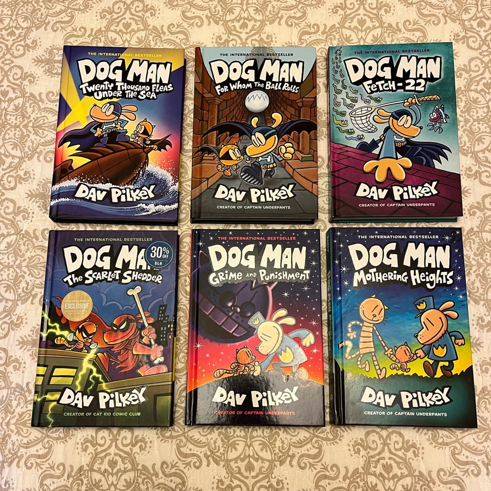 Lot of 6 Dog Man Books, Hardcover